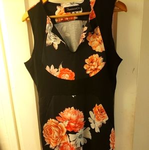 Mini flower black dress